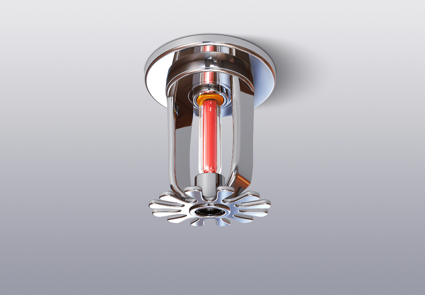 "Close-up of an AES Group-installed fire sprinkler system with a heat-sensitive element for advanced fire protection."
